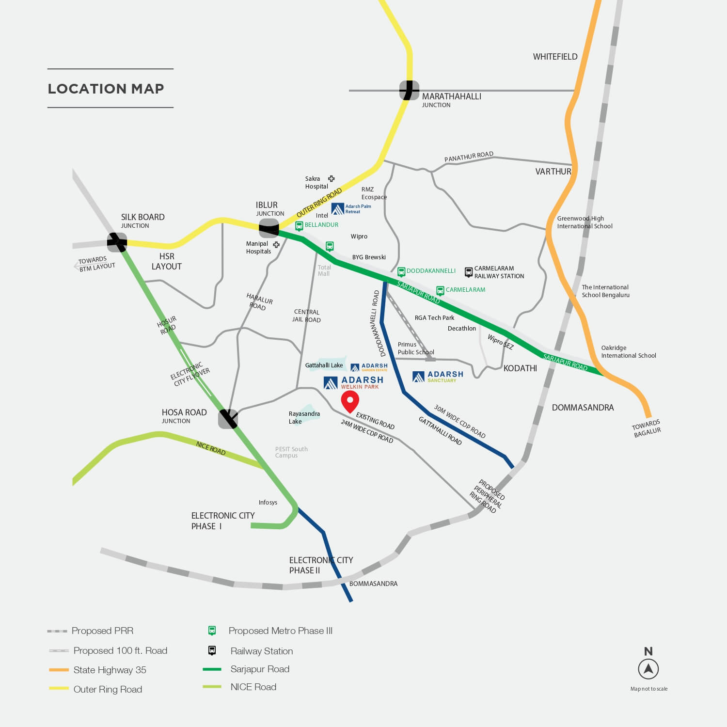 Adarsh Welkin Park Villas Sarjapur Location Map Adarsh Welkin Park Villas Sarjapur Location Map